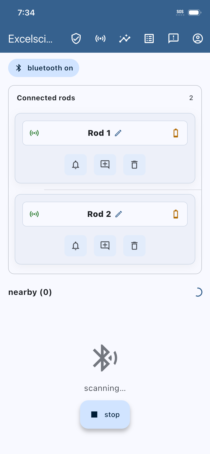 Excelscion SmartStick app connected rods screen